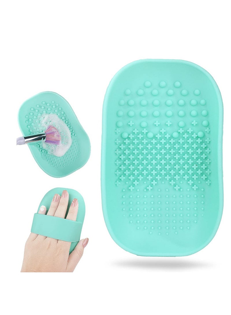 Silicone Makeup Brush Cleaner Mats Pads, Back Strap Cosmetic Brush Cleaning Mat Portable Washing Tool for Makeup, for Cleaning (Green)