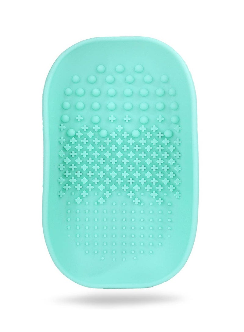 Silicone Makeup Brush Cleaner Mats Pads, Back Strap Cosmetic Brush Cleaning Mat Portable Washing Tool for Makeup, for Cleaning (Green)