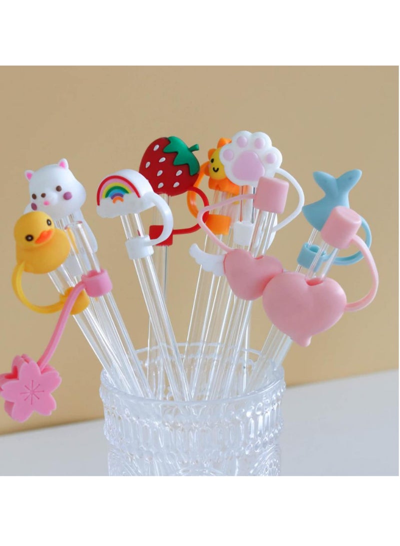 Reusable Silicone Straw Tips Cover, 10Pack Silicone Straw Tip Covers Portable Cute Straw Caps Covers Home Kitchen Accessories for 6 to 8 mm Straws