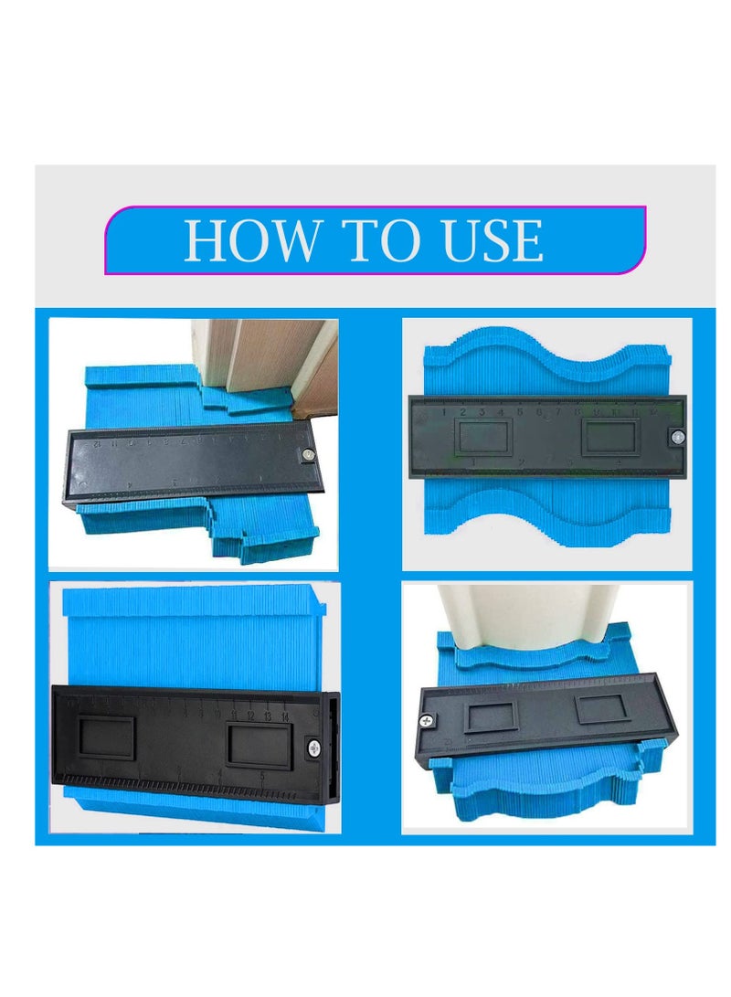Contour Gauge with Lock, Contour Gauge Profile Tool, DIY Profile Gauge Duplicator Tool for Measuring, Marking, Duplicating and Installing, Woodworking Templates, Tiles and Laminate