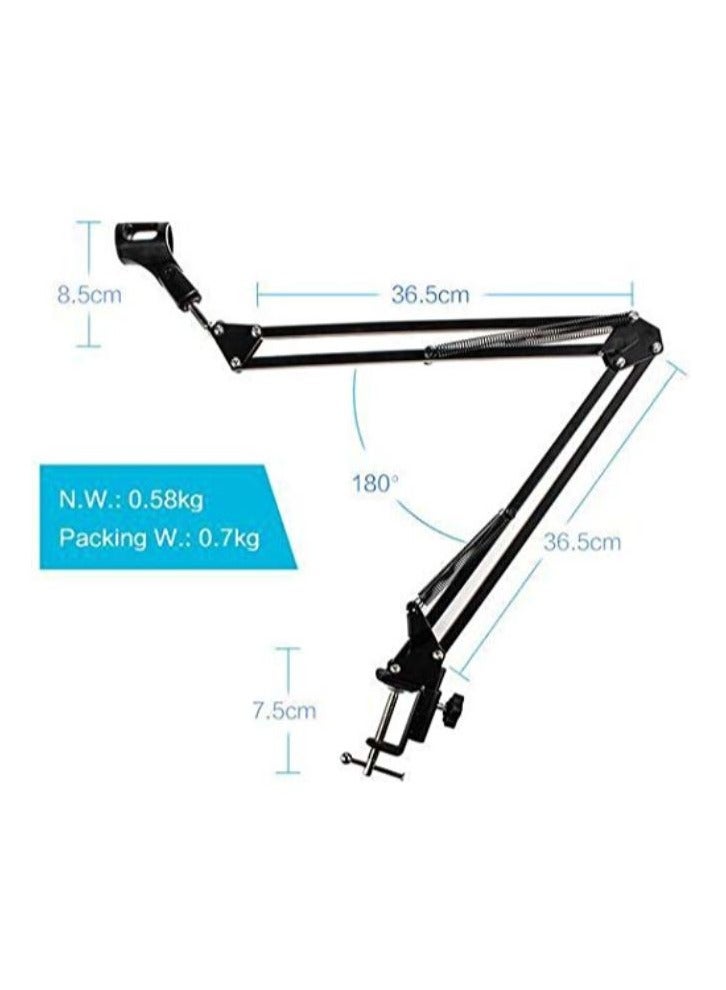 Professional Microphone Stand Adjustable Microphone Suspension Boom Scissor Arm Stand, Compact Mic Stand for Radio Broadcasting, Voice-Over, Stage and TV Stations