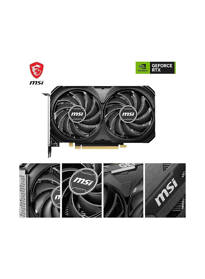 GeForce RTX 4060 Ti 8G VENTUS 2X BLACK E1 OC Graphics Card - 8GB GDDR6, 2535 MHz Boost Clock, Dual Fan Cooling, Ray Tracing and AI-Enhanced Gaming, PCI Express 4.0, 2x DisplayPort 1.4a, 1x HDMI 2.1, Custom Thermal Design | 912-V512-005