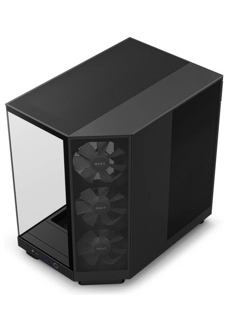 NZXT H6 Flow RGB Compact Dual-Chamber Airflow Mid-Tower ATX Case, Panoramic Glass Panels, Up to 360 mm Radiator & 3x 120mm RGB Fans, Cable Mgt, USB-C 3.2 / USB-A 3.2, Black