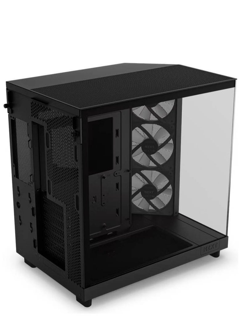 NZXT H6 Flow RGB Compact Dual-Chamber Airflow Mid-Tower ATX Case, Panoramic Glass Panels, Up to 360 mm Radiator & 3x 120mm RGB Fans, Cable Mgt, USB-C 3.2 / USB-A 3.2, Black