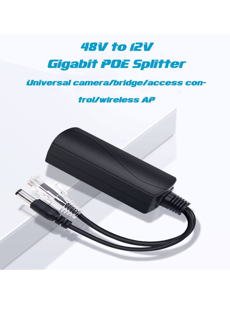 Gigabit PoE Splitter 12V 2A, with IEEE 802.3af/at Complian 10-100-1000Mbps Power Over Ethernet Splitter Adapter, for Security IP Camera, Voip Phone, AP, CCTV Surveillance