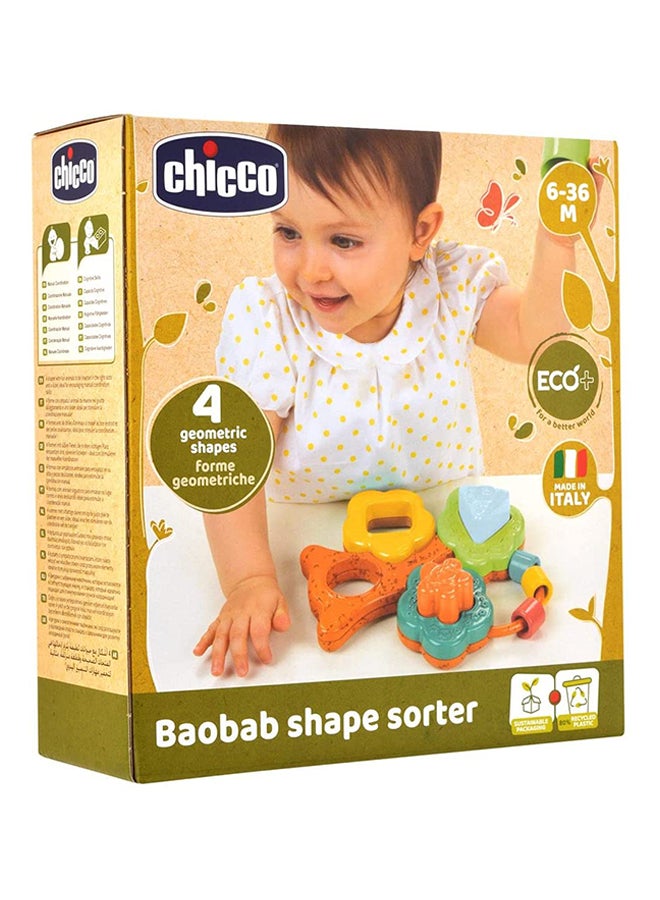 Eco+ Baobab Shape Sorter & Stacking Toy, 6-36M 18 x 19 x 5cm