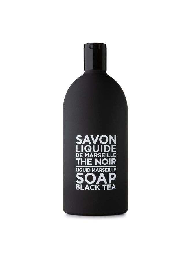 Compagnie de Provence Savon de Marseille Extra Pure Liquid Soap - Black Tea - 16.9 Fl Oz Glass Pump Bottle and 33.8 fl oz Plastic Bottle Refill