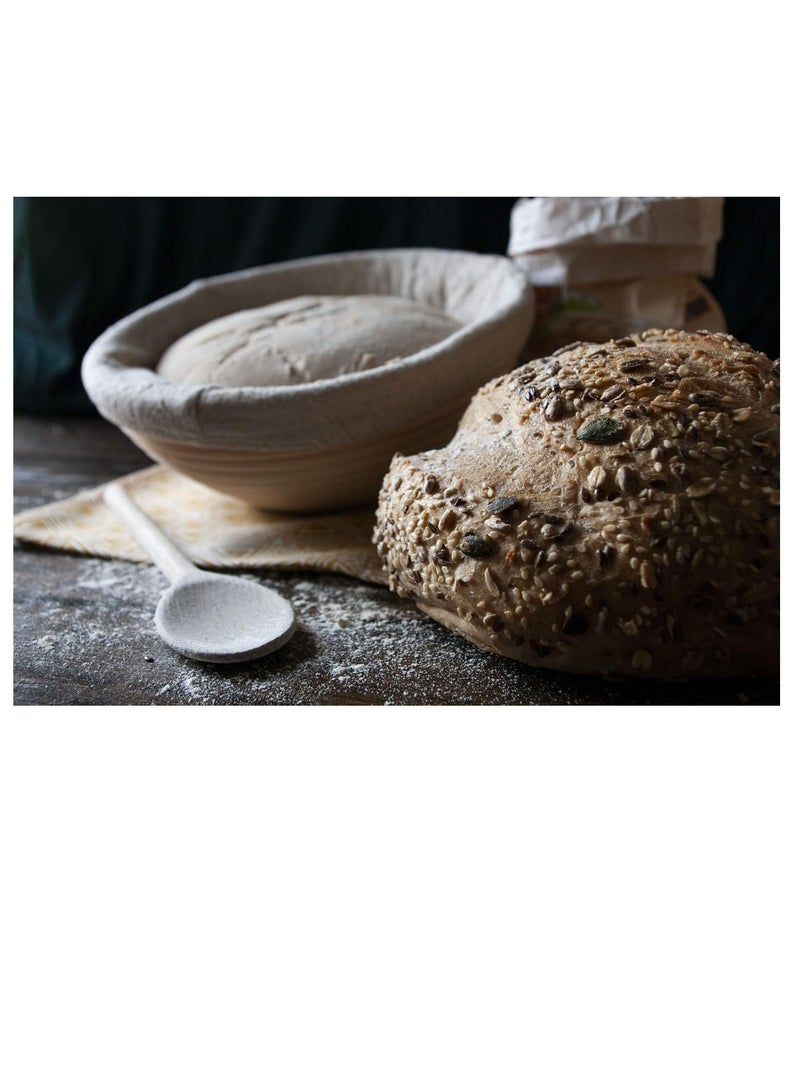 Bread Banneton Proofing Basket Set of 2 - Round 9 Inch & Oval 10 Inch, for Sourdough Bread Making Proofing Rising, Natural Rattan Bowl Container, Includes Linen Liner Cloth