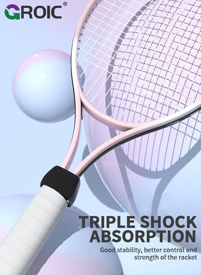 Tennis Rackets 27 Inch and Tennis Trainer Rebound Ball, Tennis Rackets Set Pro Tennis Training Equipment with Tennis Trainer Rebound Balls, 1 Bag and 1 Replacement Grip Tapes