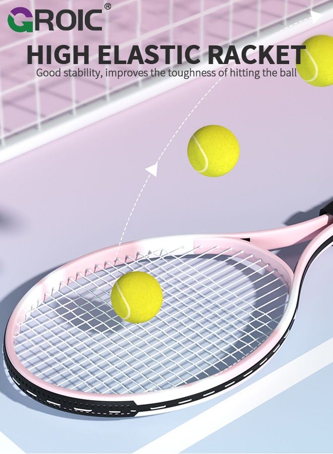 Tennis Rackets 27 Inch and Tennis Trainer Rebound Ball, Tennis Rackets Set Pro Tennis Training Equipment with Tennis Trainer Rebound Balls, 1 Bag and 1 Replacement Grip Tapes