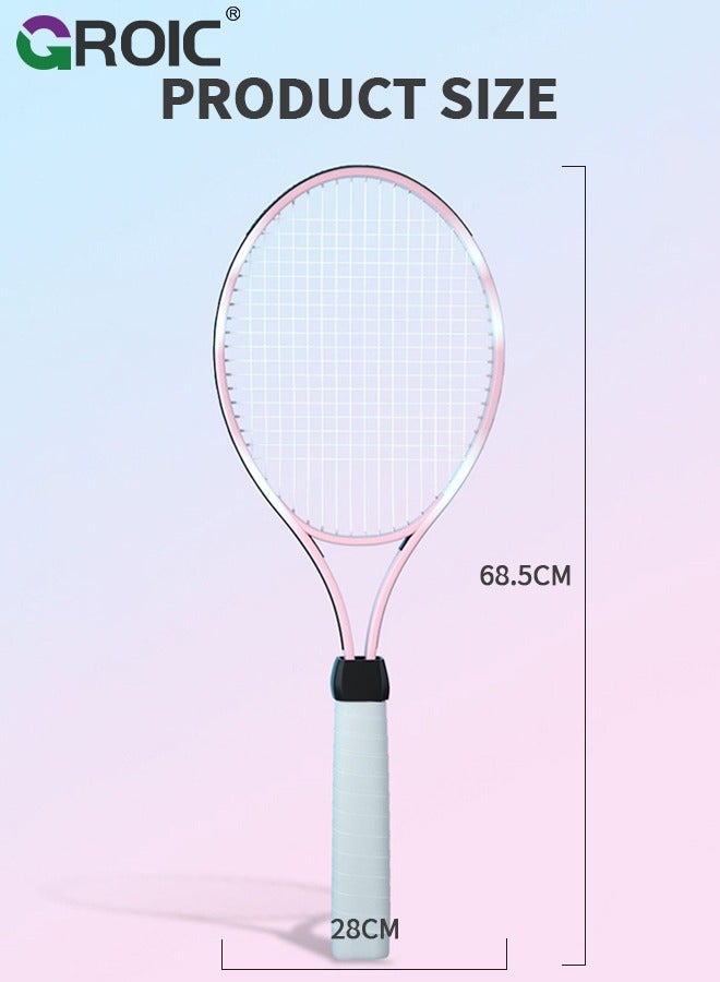 Tennis Rackets 27 Inch and Tennis Trainer Rebound Ball, Tennis Rackets Set Pro Tennis Training Equipment with Tennis Trainer Rebound Balls, 1 Bag and 1 Replacement Grip Tapes