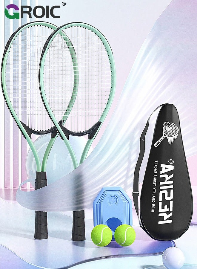 Tennis Rackets 27 Inch and Tennis Trainer Rebound Ball, Tennis Rackets Set Pro Tennis Training Equipment with Tennis Trainer Rebound Balls, 1 Bag and 1 Replacement Grip Tapes