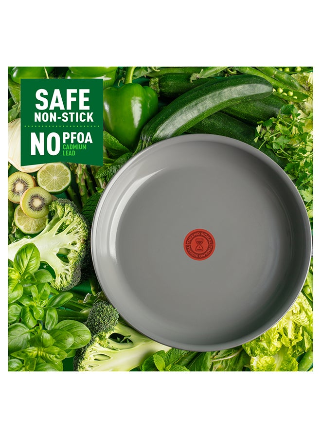 Tefal Renewal Frying Pan 26 Cm Non-Stick Ceramic Coating Eco-Designed Recycled Fry Pan Healthy Cooking Thermo-Signal™ Safe Cookware Made In France All Stovetops Including Induction Grey