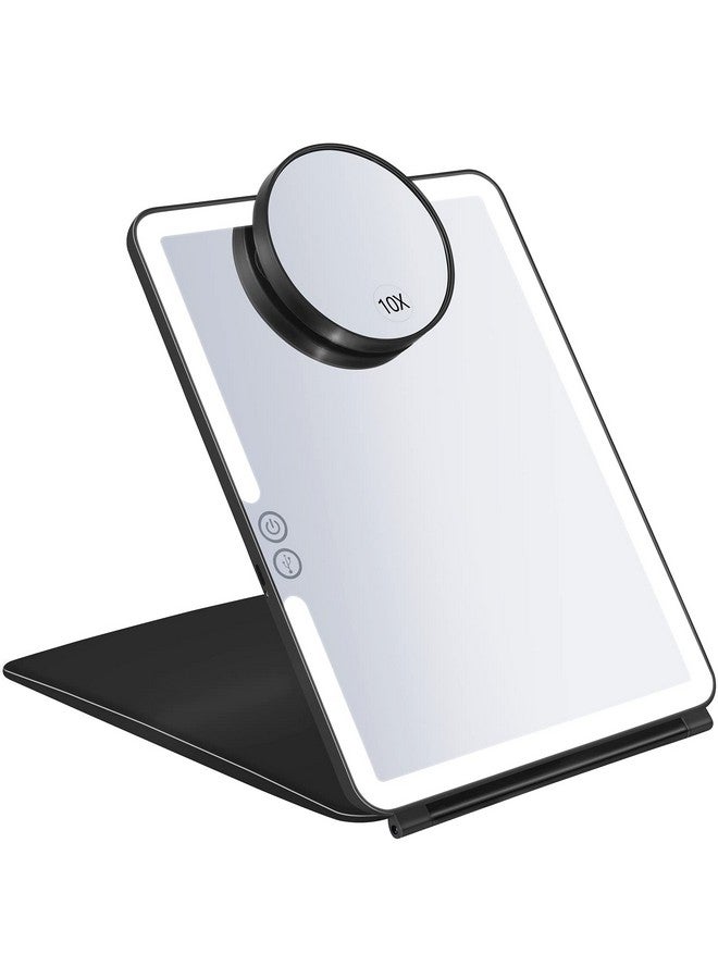 Rechargeable Lighted Makeup Mirror With Cover Led Travel Mirror With Lights Compact Vanity Mirror With Touch Screen Dimming With A Magnification Pocket Spot Mirror