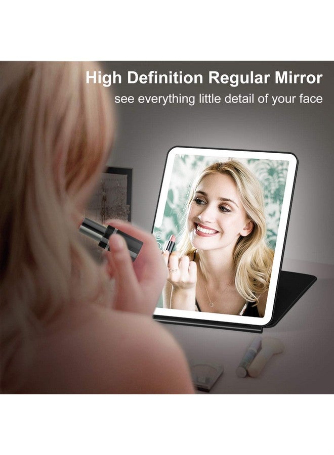 Rechargeable Lighted Makeup Mirror With Cover Led Travel Mirror With Lights Compact Vanity Mirror With Touch Screen Dimming With A Magnification Pocket Spot Mirror