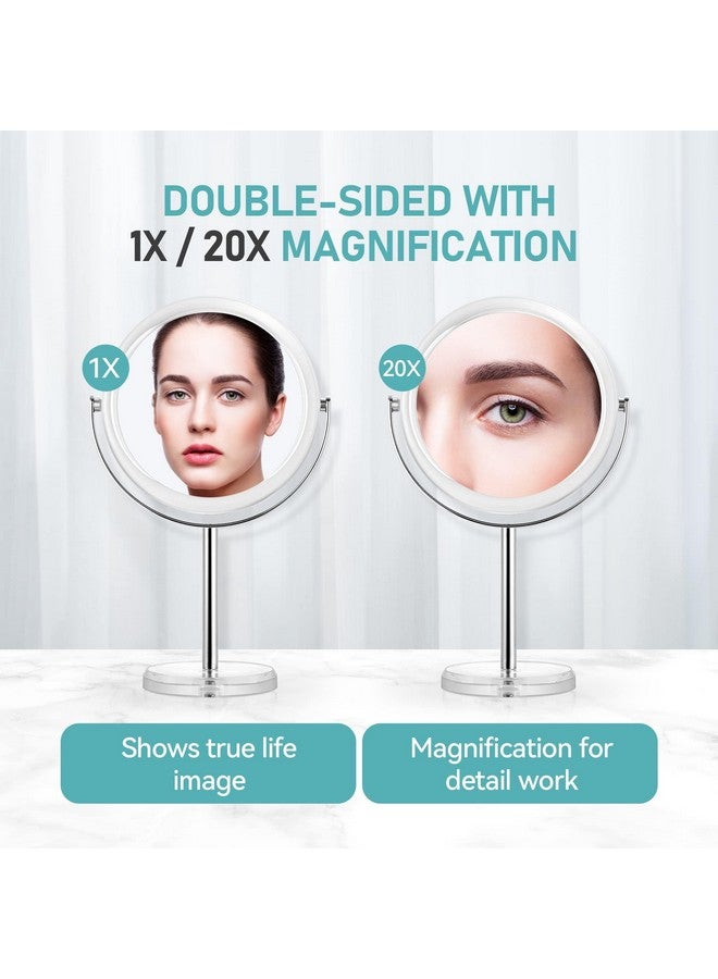 20X Magnifying Makeup Mirrordouble Sided 1X & 20X Magnifying Mirror With Standtabletop Magnified Vanity Mirror With 360°Rotation For Bathroom Or Bedroom 8 Inch