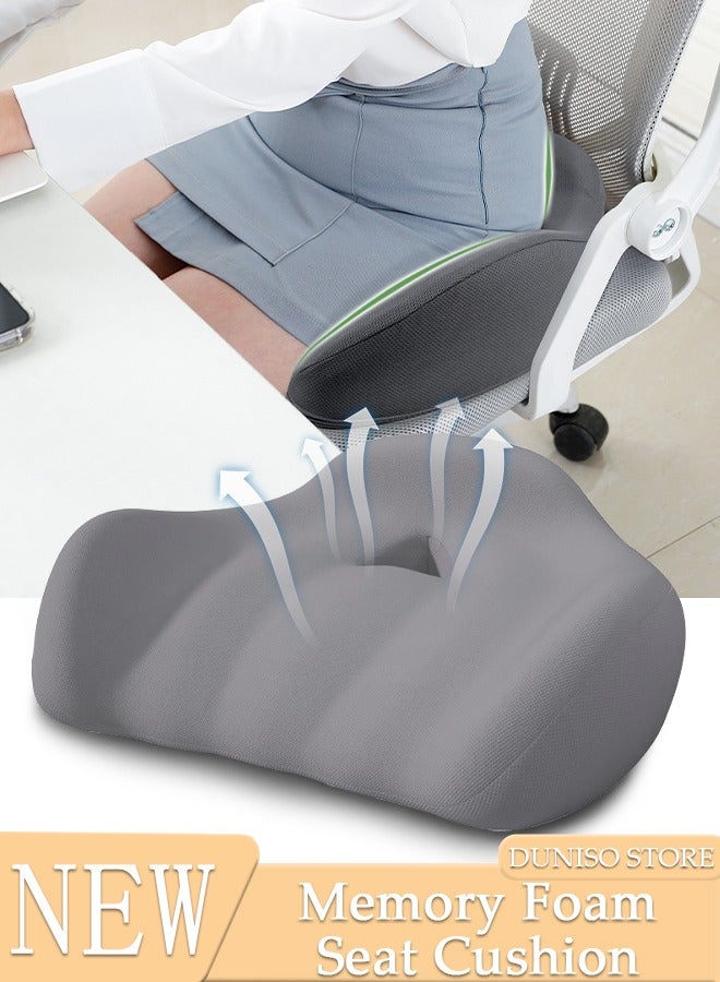 Memory Foam Seat Cushion for Long Sitting,Chair Cushion for Sciatica and Lower Back Pain Relief, Comfortable Coccyx Cushion for Home Office Chair Pad, Car Seat, Wheelchair