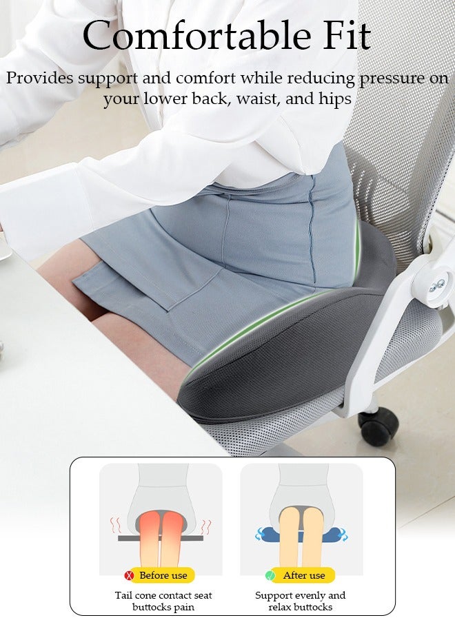 Memory Foam Seat Cushion for Long Sitting,Chair Cushion for Sciatica and Lower Back Pain Relief, Comfortable Coccyx Cushion for Home Office Chair Pad, Car Seat, Wheelchair