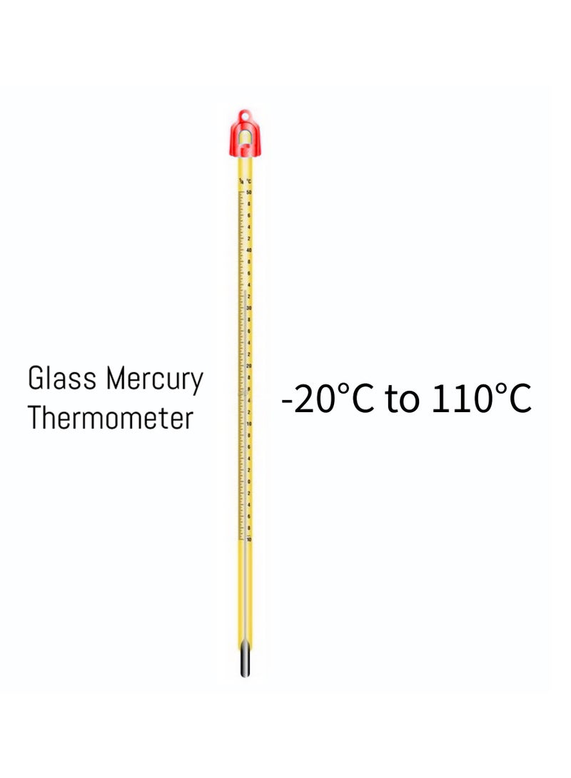 Lab-grade Borosilicate 3.3 Heavy Duty Graduated Glass Yellow Mercury Thermometer + Protective Case for Chemistry Biology Physics Laboratory Experiments and Classroom Tests