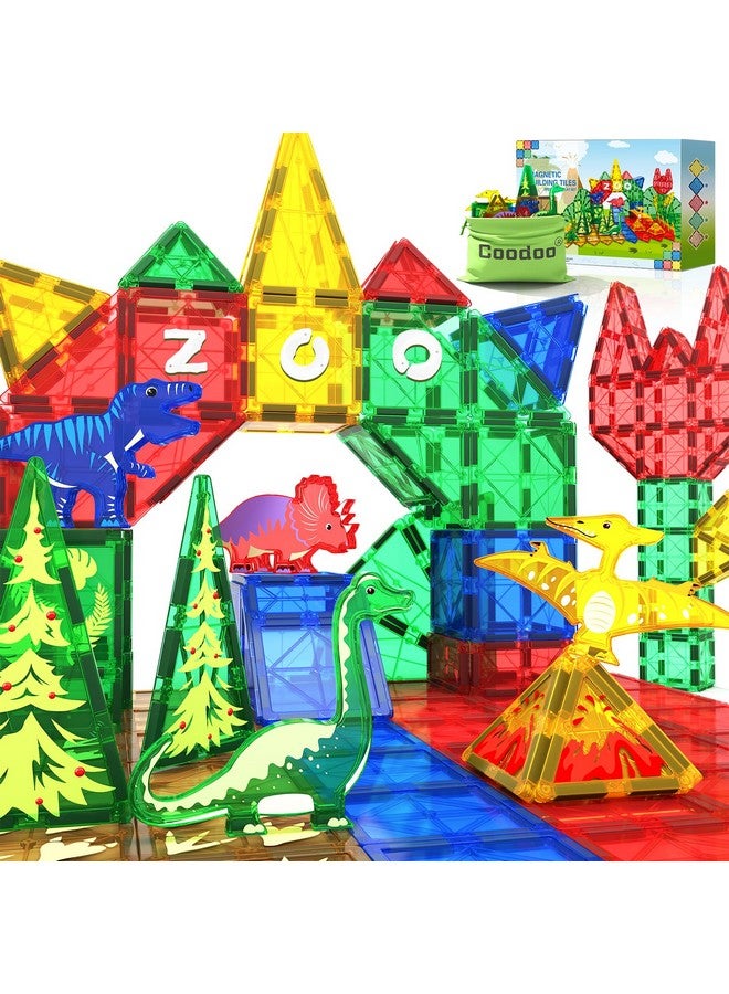 Dinosaur Toys Magnetic Tiles Building Blocks Kids Toys Dinosaur World Stem Magnet Toys For Toddlers Creative Construction Play For 3+ Year Old Boys Girls Ideal Preschool Learning Sensory Toys