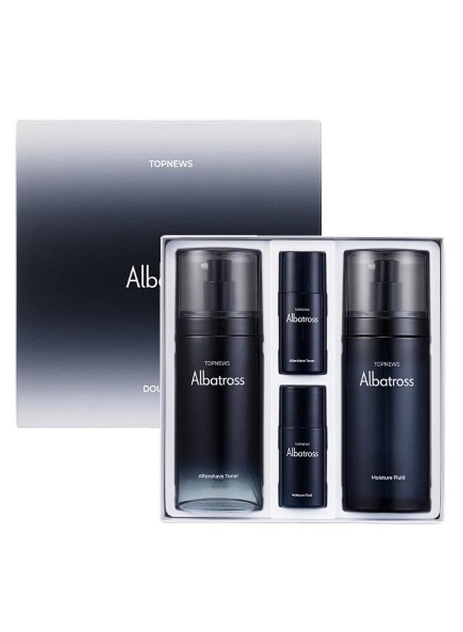 Albatross Skincare For Men Aftershave Toner And Emulsion Set Father'S Day Gift Set Hydrating Moisturizing Nourishing Toner+ Fluid + Travel Size Total Of 10.5 Fl.Oz