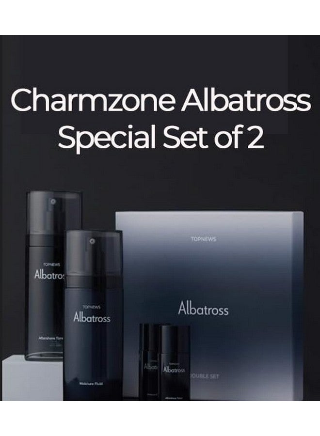 Albatross Skincare For Men Aftershave Toner And Emulsion Set Father'S Day Gift Set Hydrating Moisturizing Nourishing Toner+ Fluid + Travel Size Total Of 10.5 Fl.Oz