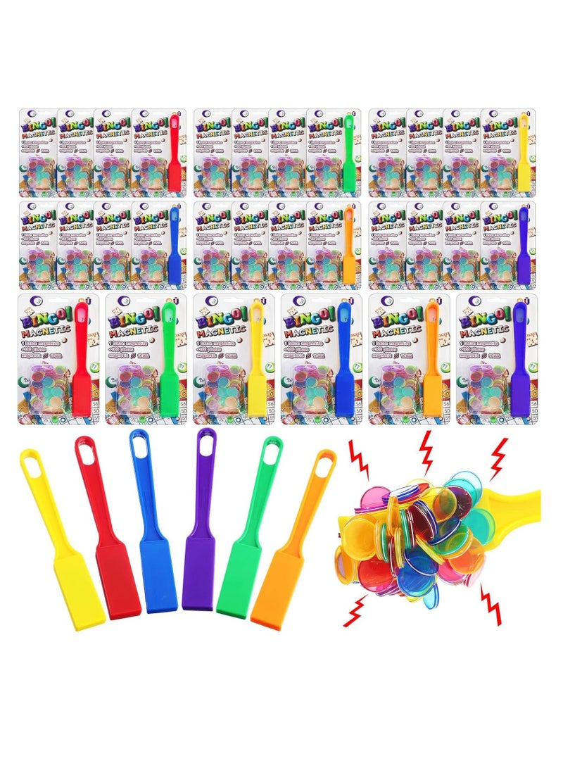 Magnetic bingo chips, Interactive family games, Magnetic wands for kids, Classroom learning tool, Count and sort games, Multiple color markers, Learning through play,  600 Bingo Chips 6 Magnet Wand