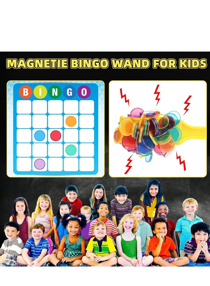 Magnetic bingo chips, Interactive family games, Magnetic wands for kids, Classroom learning tool, Count and sort games, Multiple color markers, Learning through play,  600 Bingo Chips 6 Magnet Wand