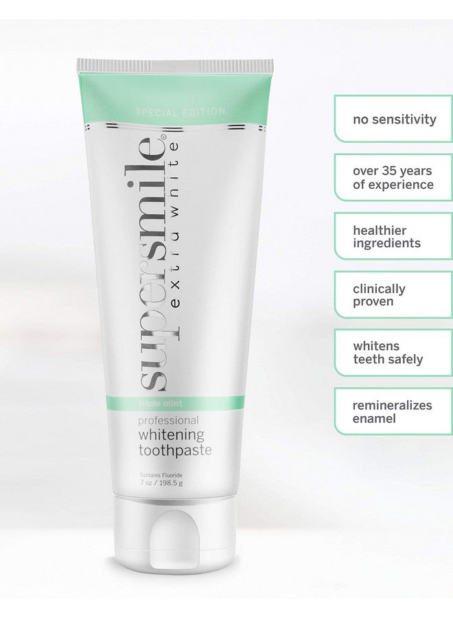 Extra White Professional Teeth Whitening Toothpaste Clinically Proven To Remove Stains & Whiten Teeth Up To 9 Shades No Sensitivity (Triple Mint 7 Oz) 7 Oz.