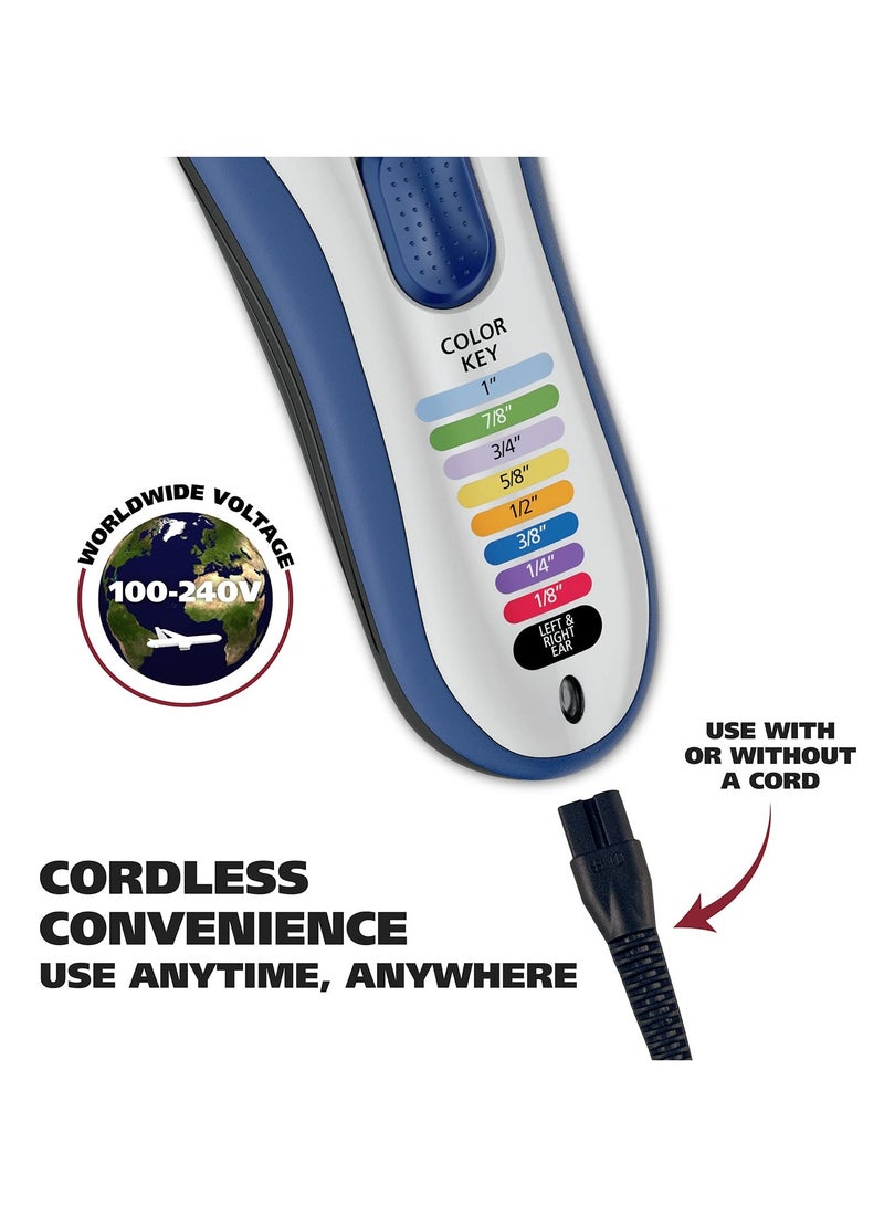 Color Pro Cordless Rechargeable Hair Clipper & Trimmer – Easy Color-Coded Guide Combs - for Men, Women, & Children – Model 9649P