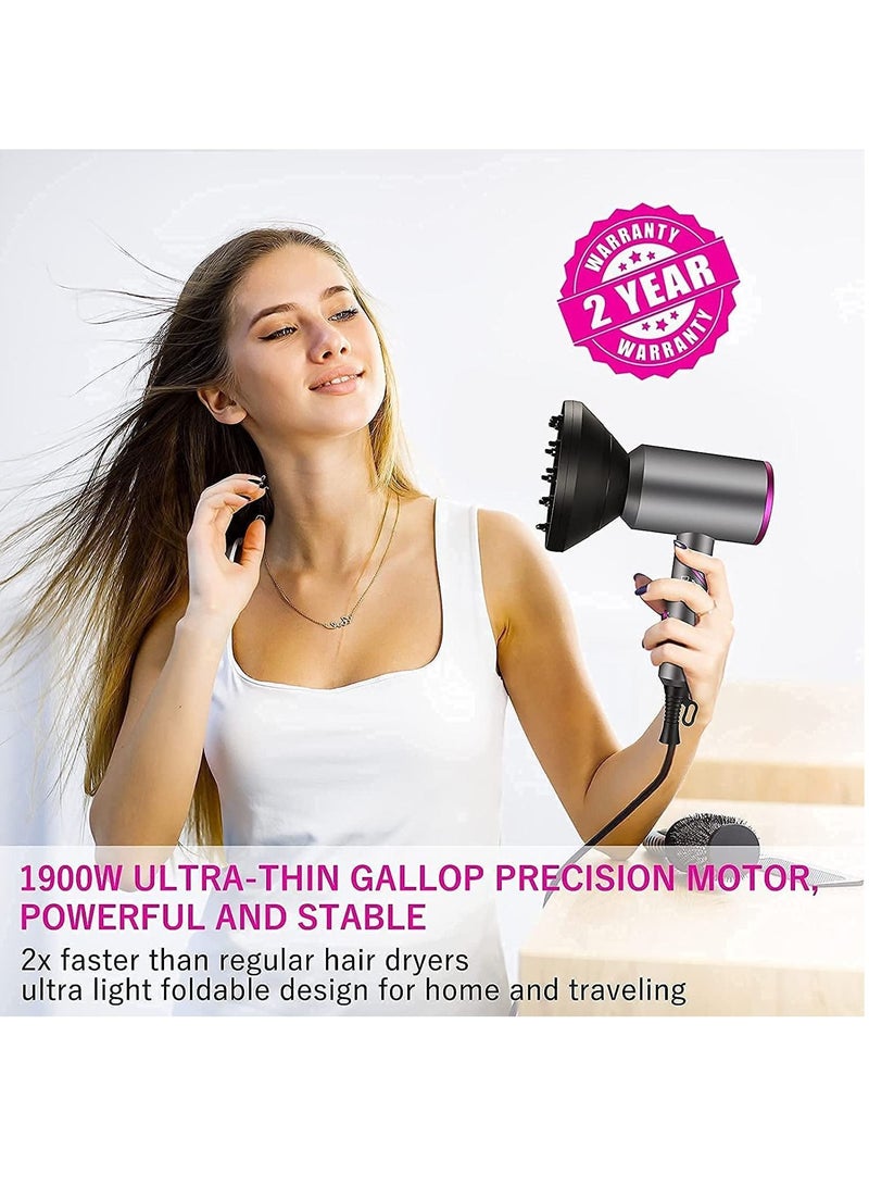 1800w Professional Folding Hair Blow Dryer with Diffuser and Nozzle