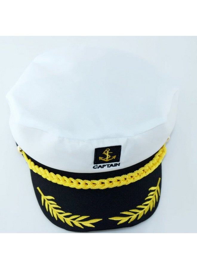 Captain Hat Nautical Sailor Skipper Hat Ship Yacht Boat Sailor Navy Marine Admiral Hat For Halloween Costume Accessory (White)