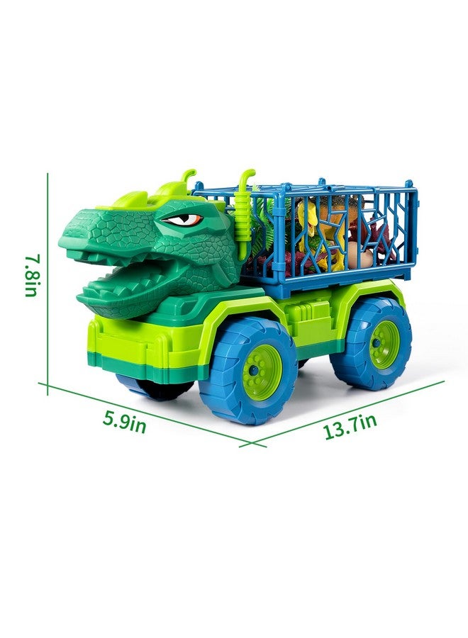 Dinosaur Truck Toys For Kids 35 Years Tyrannosaurus Transport Car Carrier Truck With 8 Dino Figures Activity Play Mat Dinosaur Eggs Trees Capture Jurassic Play Set For Boys And Girls