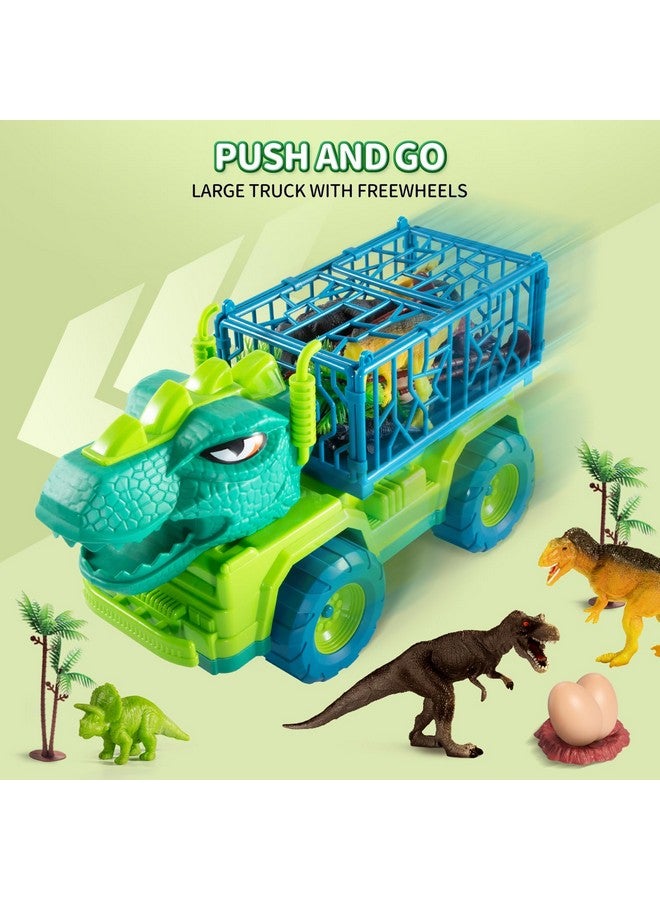 Dinosaur Truck Toys For Kids 35 Years Tyrannosaurus Transport Car Carrier Truck With 8 Dino Figures Activity Play Mat Dinosaur Eggs Trees Capture Jurassic Play Set For Boys And Girls