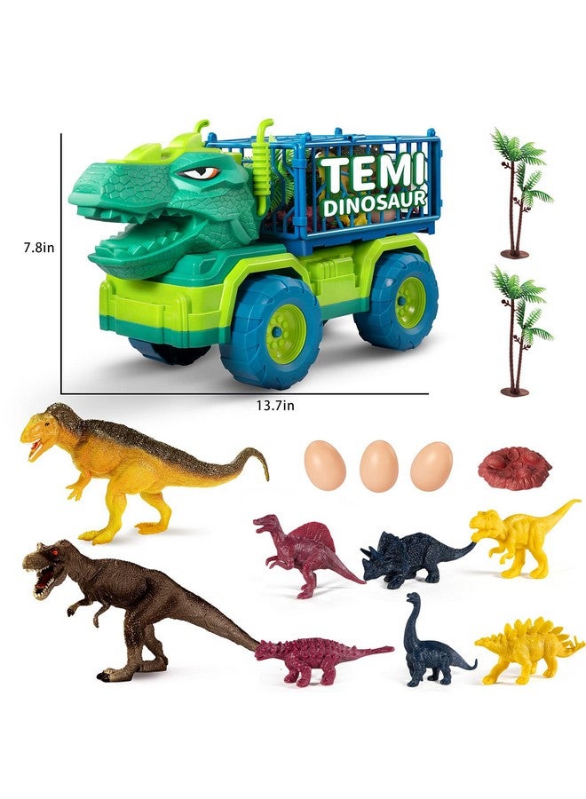 Dinosaur Truck Toys For Kids 35 Years Tyrannosaurus Transport Car Carrier Truck With 8 Dino Figures Activity Play Mat Dinosaur Eggs Trees Capture Jurassic Play Set For Boys And Girls