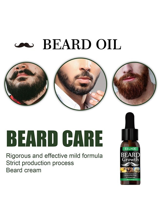 Beard Growth Oil, Essential Oil Anti Hair Loss Product Natural Mustache Regrowth Oil For Men Nourishing Beard Care Roller 30ml