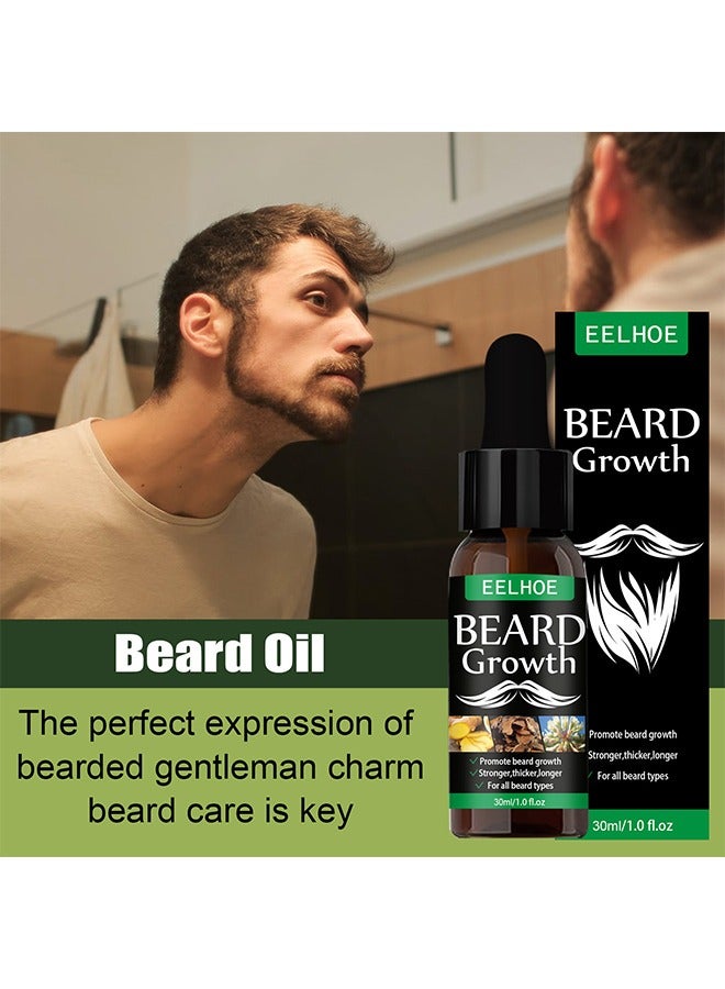 Beard Growth Oil, Essential Oil Anti Hair Loss Product Natural Mustache Regrowth Oil For Men Nourishing Beard Care Roller 30ml