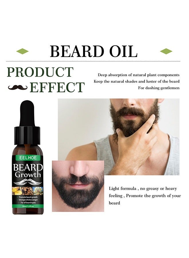 Beard Growth Oil, Essential Oil Anti Hair Loss Product Natural Mustache Regrowth Oil For Men Nourishing Beard Care Roller 30ml