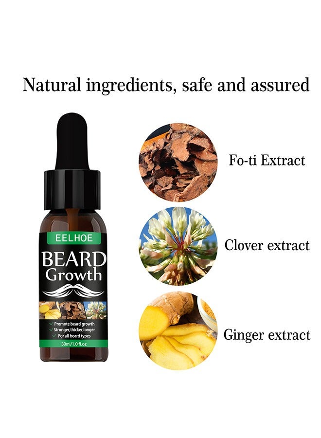 Beard Growth Oil, Essential Oil Anti Hair Loss Product Natural Mustache Regrowth Oil For Men Nourishing Beard Care Roller 30ml