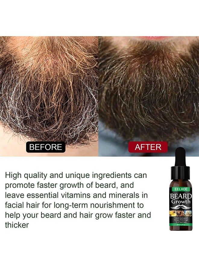 Beard Growth Oil, Essential Oil Anti Hair Loss Product Natural Mustache Regrowth Oil For Men Nourishing Beard Care Roller 30ml