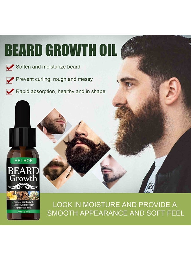 Beard Growth Oil, Essential Oil Anti Hair Loss Product Natural Mustache Regrowth Oil For Men Nourishing Beard Care Roller 30ml