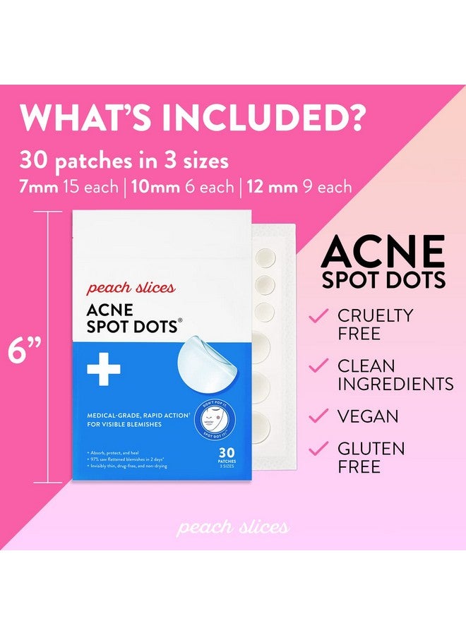 Acne Spot Dots Hydrocolloid Acne Patches For Zits Blemishes & Breakouts Vegan Crueltyfree Pimple Patches Facial Skin Care Products 3 Sizes (7Mm 10Mm & 12Mm) 30 Ct