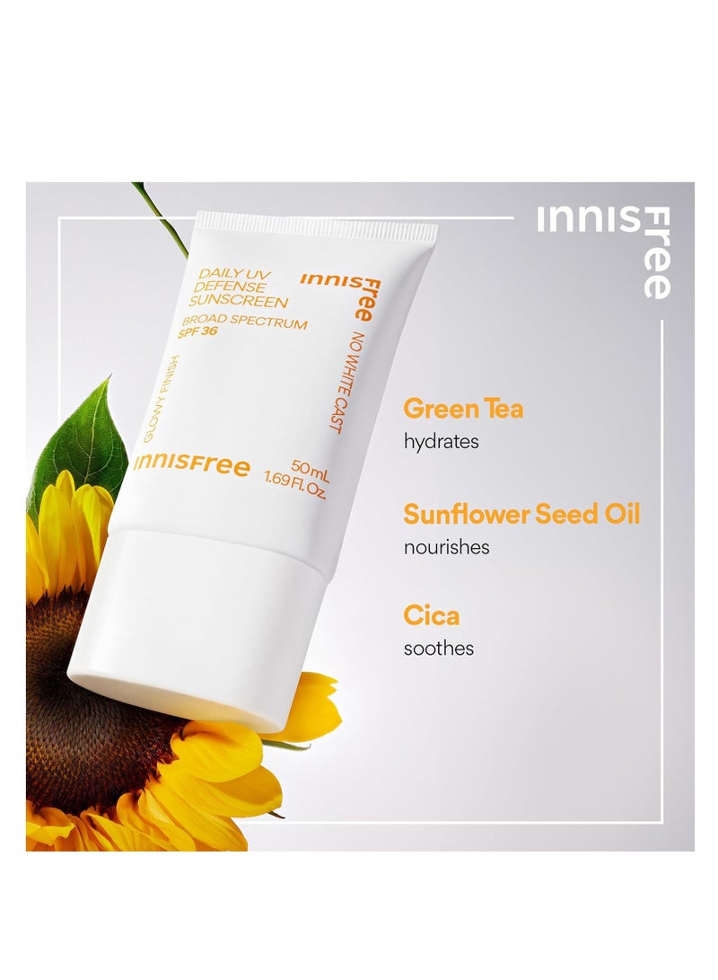 Daily UV Defense Sunscreen Broad Spectrum SPF 36, Invisible Korean Sunscreen With No White Cast 1.69 oz / 50 mlml