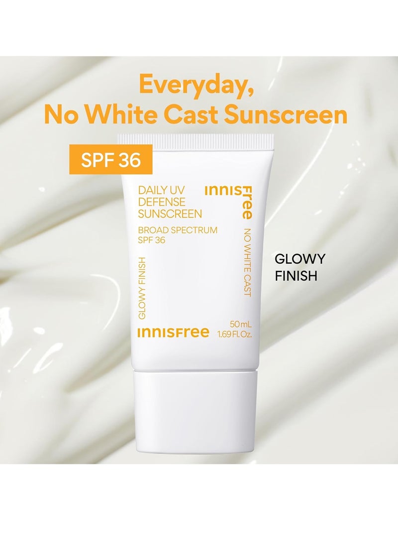 Daily UV Defense Sunscreen Broad Spectrum SPF 36, Invisible Korean Sunscreen With No White Cast 1.69 oz / 50 mlml