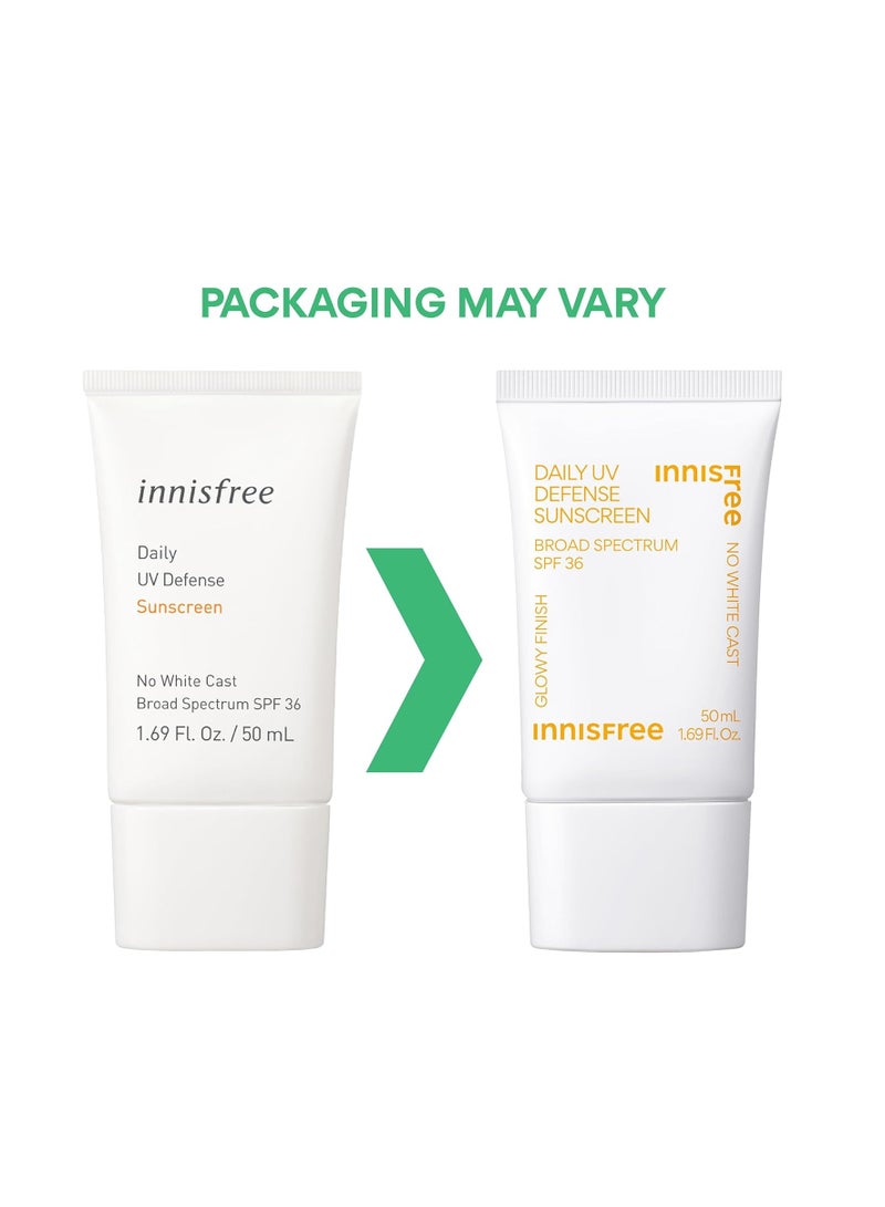 Daily UV Defense Sunscreen Broad Spectrum SPF 36, Invisible Korean Sunscreen With No White Cast 1.69 oz / 50 mlml
