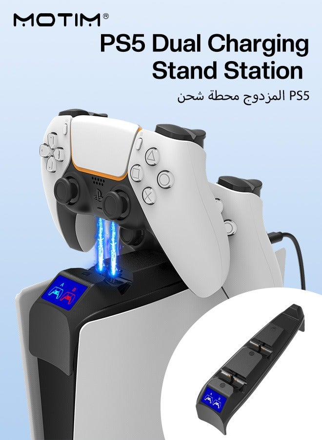 PS5 Slim Controller Charger with Headset Holder, PS5 Slim Controller, Dual PS 5 Slim  Dual Sense Charging Station with LED Light and Fast Charging Cord, PS 5 Slim Controller Charger