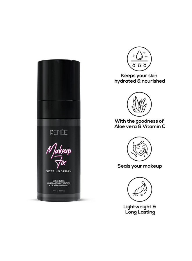 Makeup Fixer Setting Spray 60Ml Infused With Aloe Vera & Niacinamide Prevents Cracks Minimizes Pores & Fine Lines Long Lasting & Weightless Formula