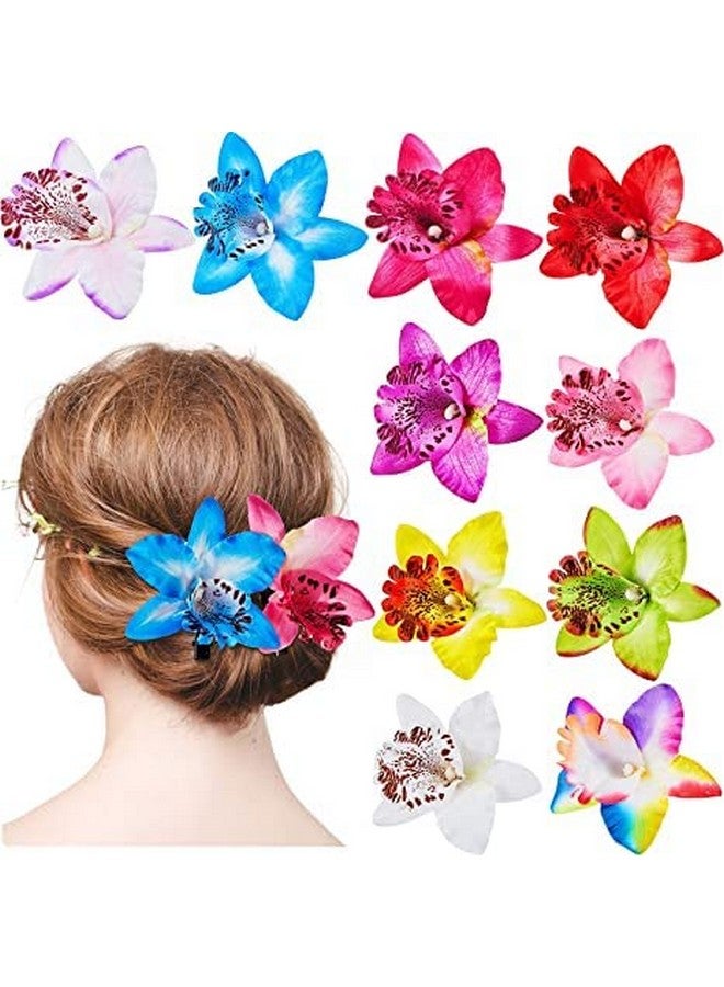 Flower Hair Clips Hawaiian Flower Hair Barrettes Orchid Floral Alligator Hairpins Beach Sea Hair Clip Bride Wedding Hair Pins Hair Accessories For Women And Girls (Pack Of 9)