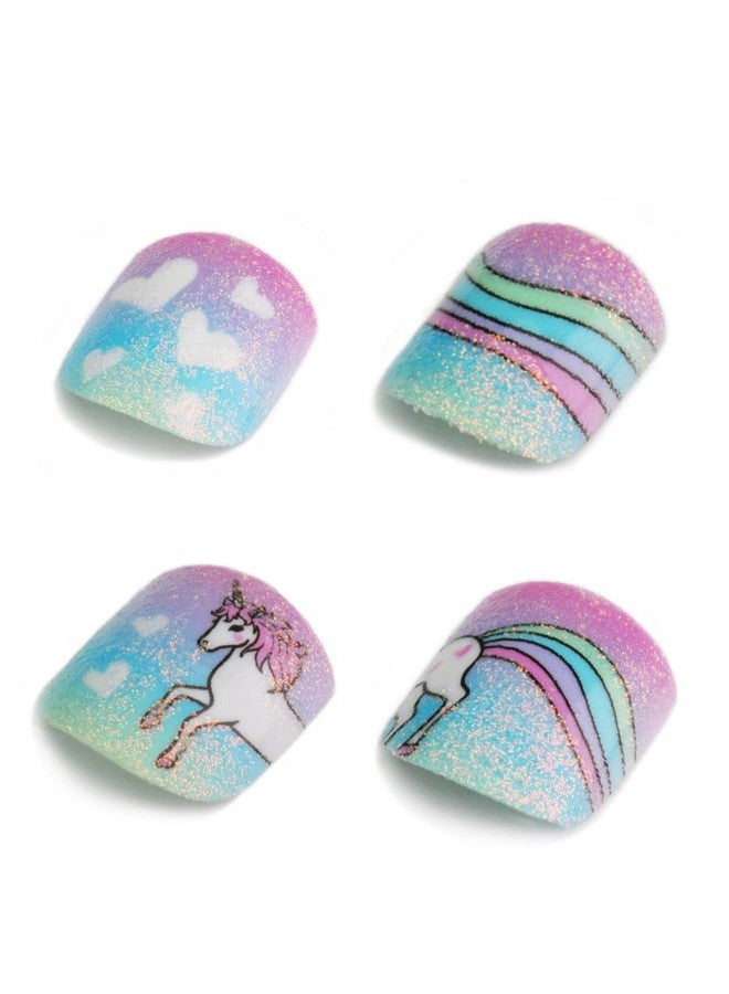 Princess By Renee Stick On Nails Rainbow Unicorn 24 Reusable Artificial Nail Set Lightweight Long Lasting Easy To Use Quick Fix For Special Occasions