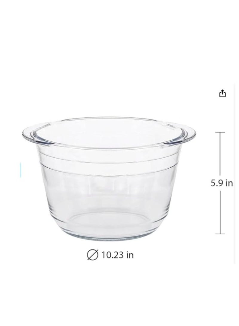 Round Soup Warmer w/Stainless Steel Cover w/Ladle Warmer with Spoon Stainless Steel with Glass Dish Buffet Server Food Warmer Chafing with Ladle